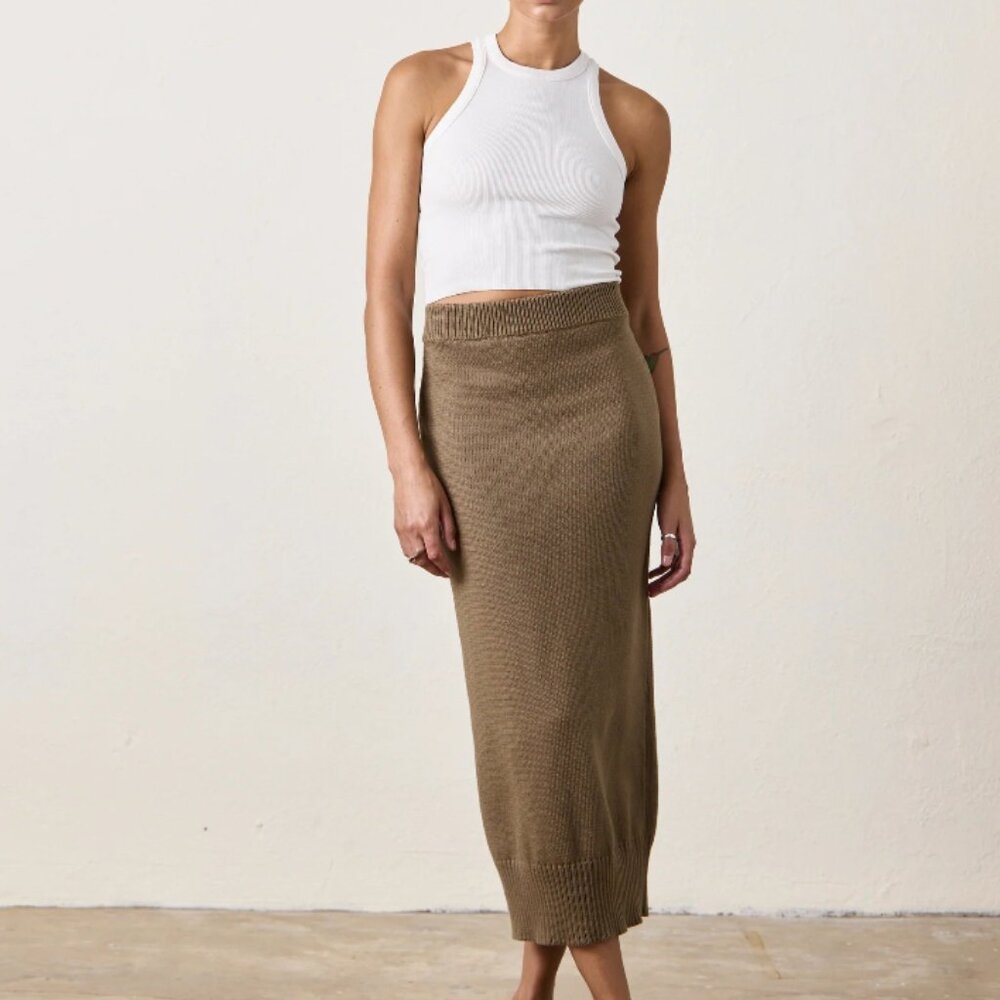 Marie Knit Skirt ~ Khaki